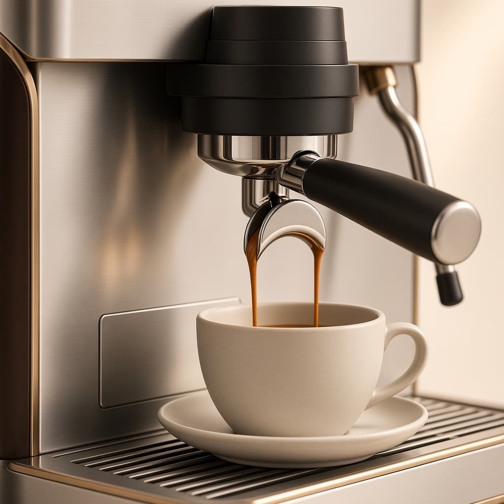 Détail du groupe et de la crema sur le concept Kitchorra Signature.